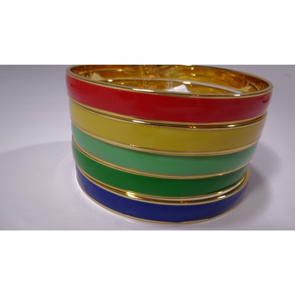 Gap Women's rainbow Enamel Gold Bangle Bracelet Set of 5 NWOT 15ea - Picture 5 of 7